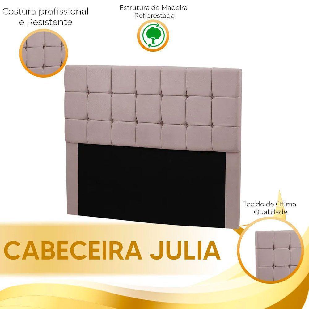 Cabeceira Julia Estofada King Size 195cm Em Veludo Rose Star Confort Rose - 5