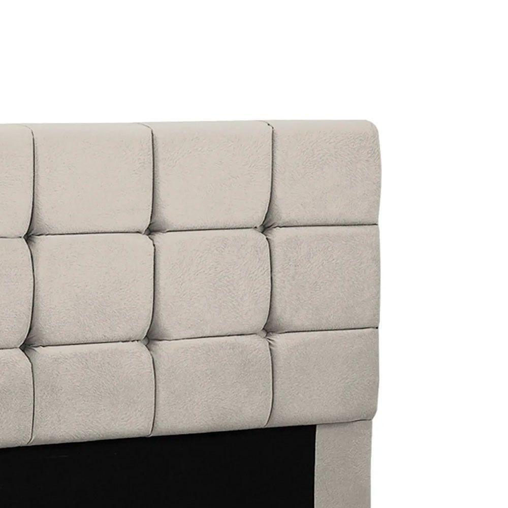 Cabeceira Julia Cama Box Casal 140cm Estofada Veludo Bege Marfim Star Confort Bege Marfim - 3