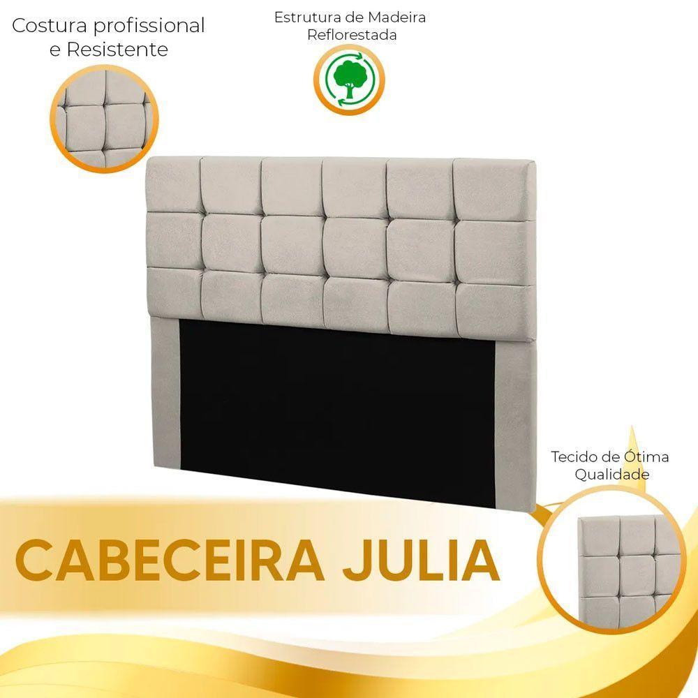Cabeceira Julia Cama Box Casal 140cm Estofada Veludo Bege Marfim Star Confort Bege Marfim - 5