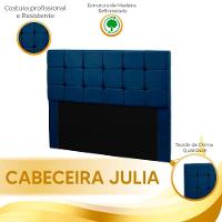 Cabeceira Julia Cama Box Casal 140cm Estofada Veludo Azul Star Confort Azul - 3