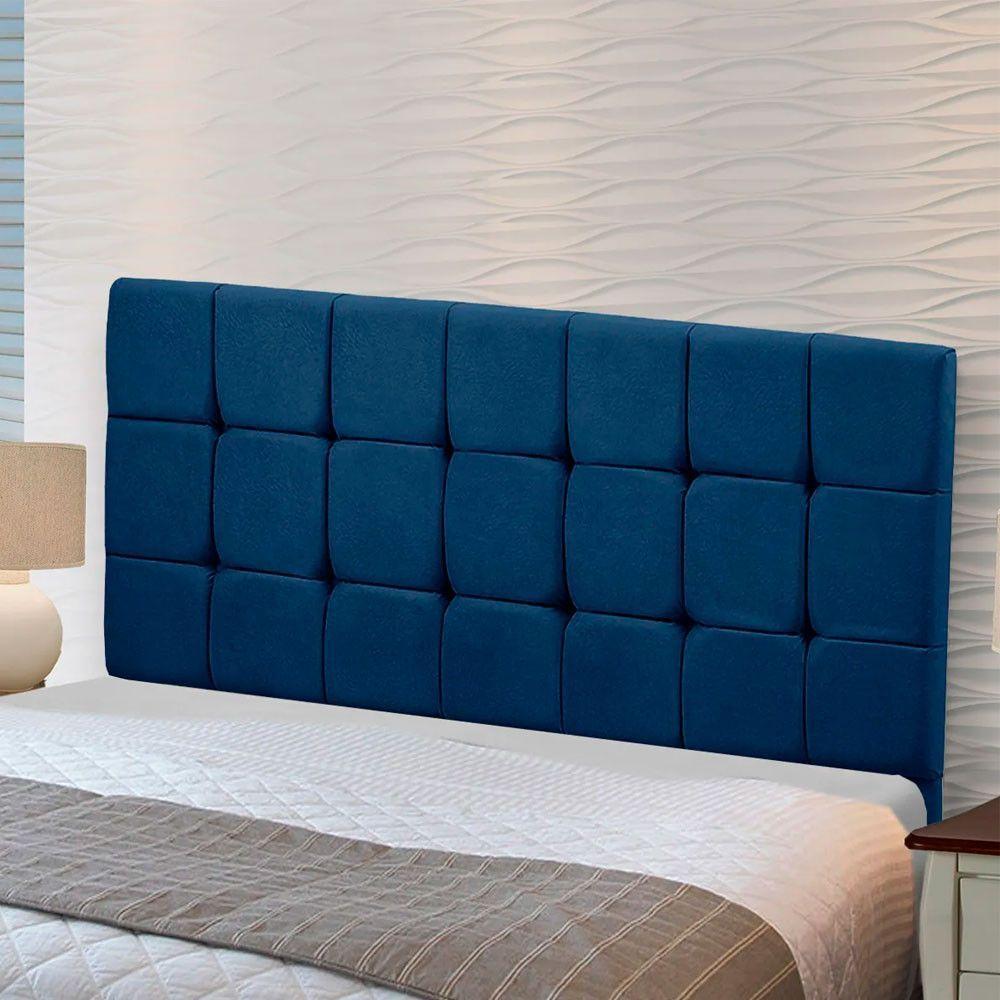Cabeceira Julia Estofada King Size 195cm Em Veludo Azul Star Confort Azul - 4