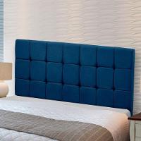 Cabeceira Julia Estofada King Size 195cm Em Veludo Azul Star Confort Azul
