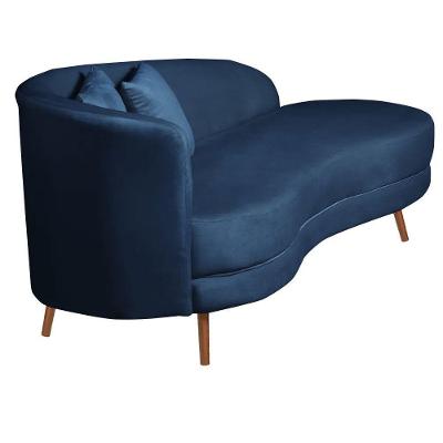 Chaise Longue Divã Emili Em Madeira De Reflorestamento 160cm Veludo Star Confort Azul