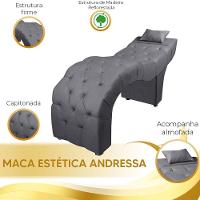 Maca Estofada Para Clínica De Estética Facial Com Capitonê Andressa Suede Star Confort Cinza - 7