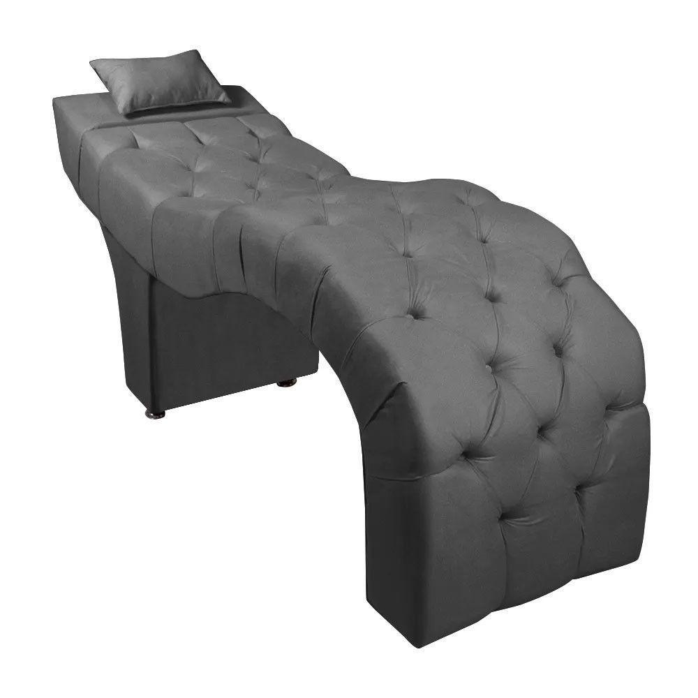 Maca Estofada Para Clínica De Estética Facial Com Capitonê Andressa Veludo Star Confort Cinza Chumbo - 1