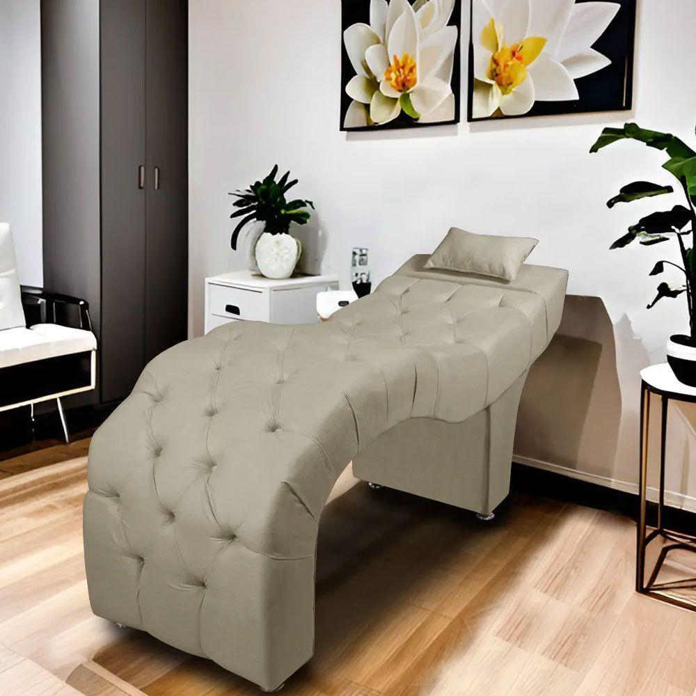 Maca Estofada Para Clínica De Estética Facial Com Capitonê Andressa Suede Star Confort Bege - 2