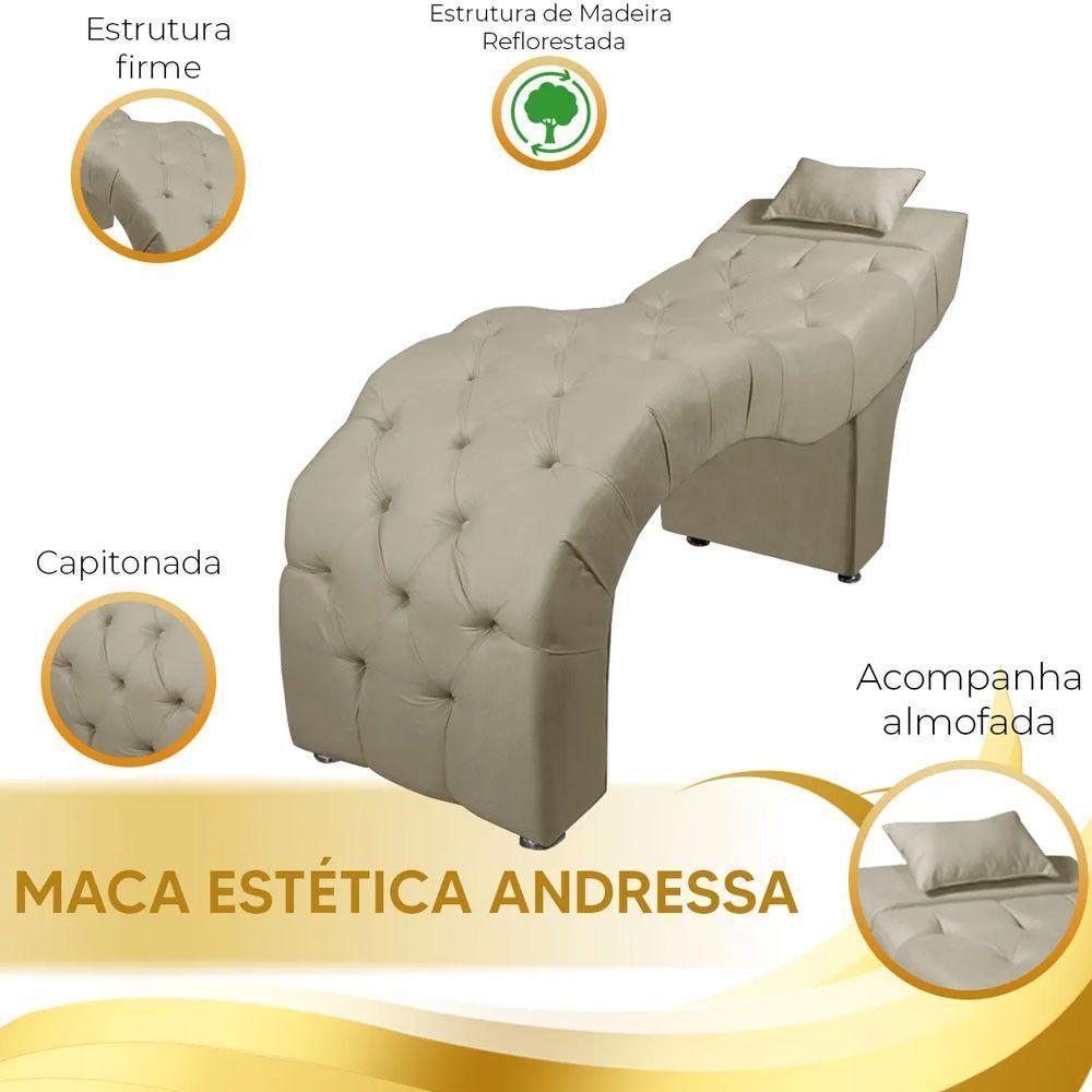 Maca Estofada Para Clínica De Estética Facial Com Capitonê Andressa Suede Star Confort Bege - 8