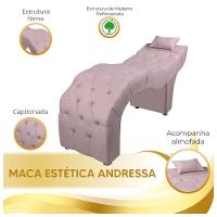 Maca Estofada Para Clínica De Estética Facial Com Capitonê Andressa Veludo Star Confort Rose - 5