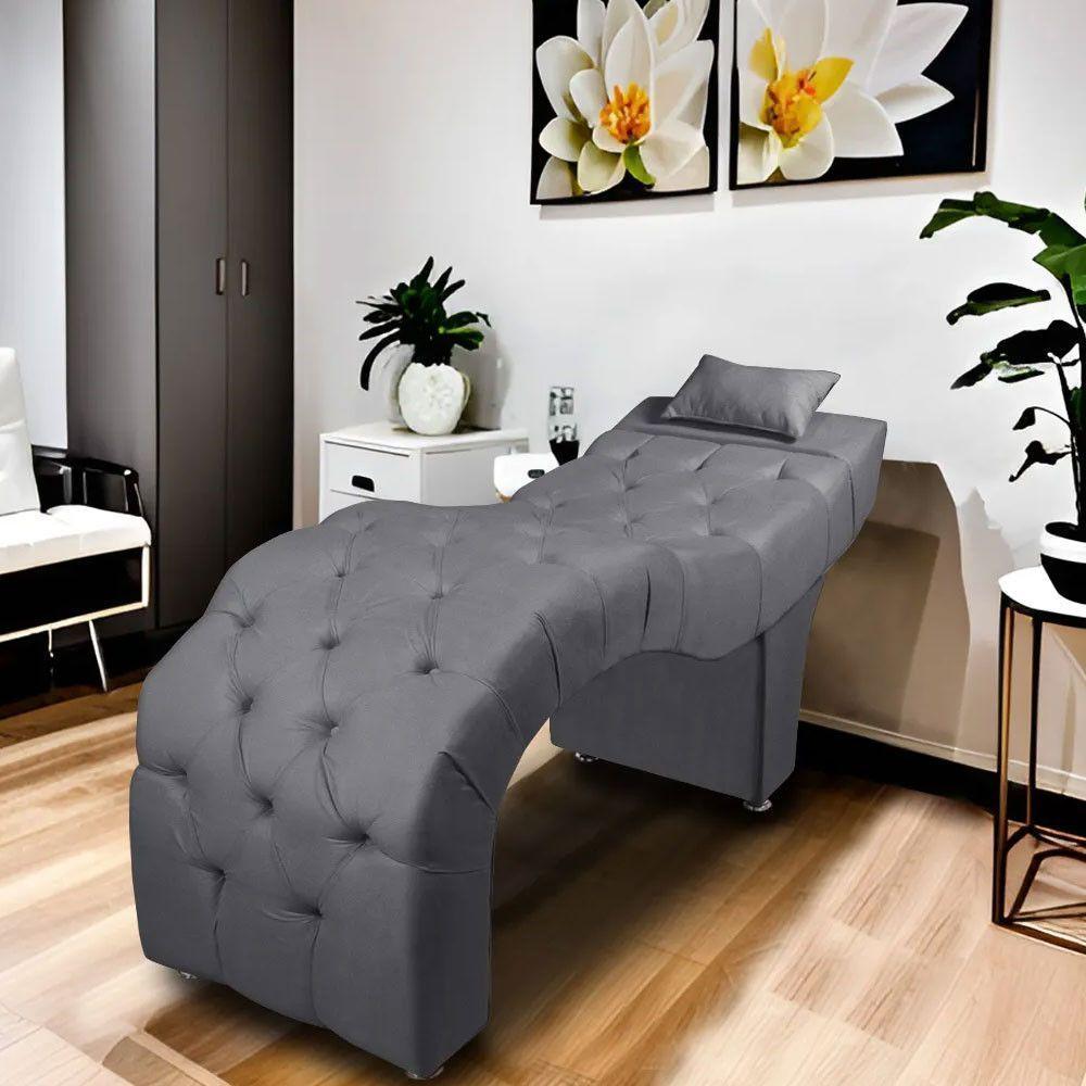 Maca Estofada Para Clínica De Estética Facial Com Capitonê Andressa Suede Cinza Star Confort Cinza - 3