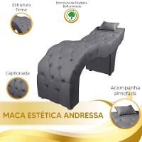 Maca Estofada Para Clínica De Estética Facial Com Capitonê Andressa Suede Cinza Star Confort Cinza - 7