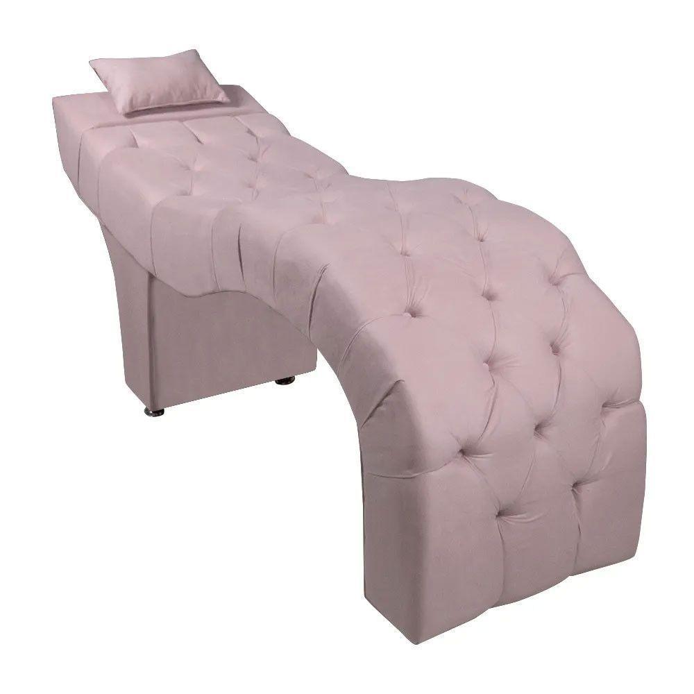 Maca Estofada Para Clínica De Estética Facial Com Capitonê Andressa Rosê Veludo Star Confort Rose - 1