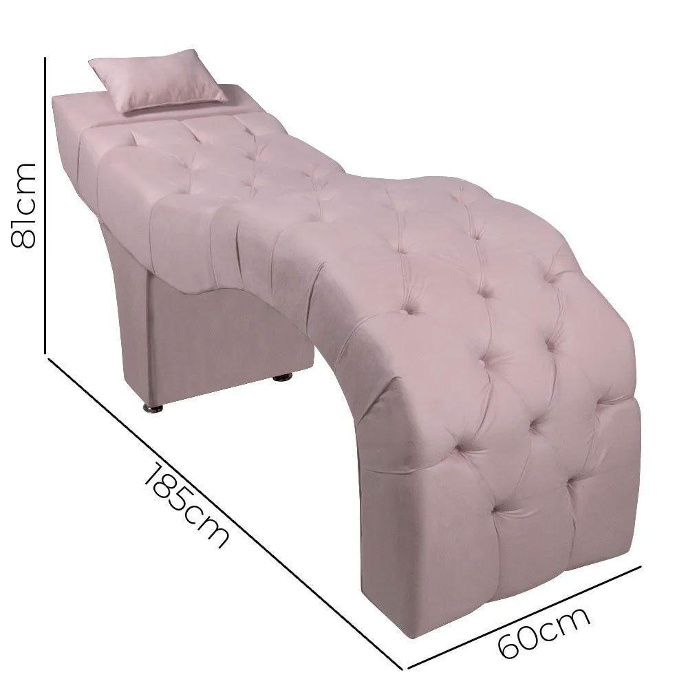 Maca Estofada Para Clínica De Estética Facial Com Capitonê Andressa Rosê Veludo Star Confort Rose - 5