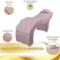 Maca Estofada Para Clínica De Estética Facial Com Capitonê Andressa Rosê Veludo Star Confort Rose - 2