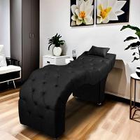 Maca Estofada Para Clínica De Estética Facial Com Capitonê Andressa Veludo Star Confort Preto - 5