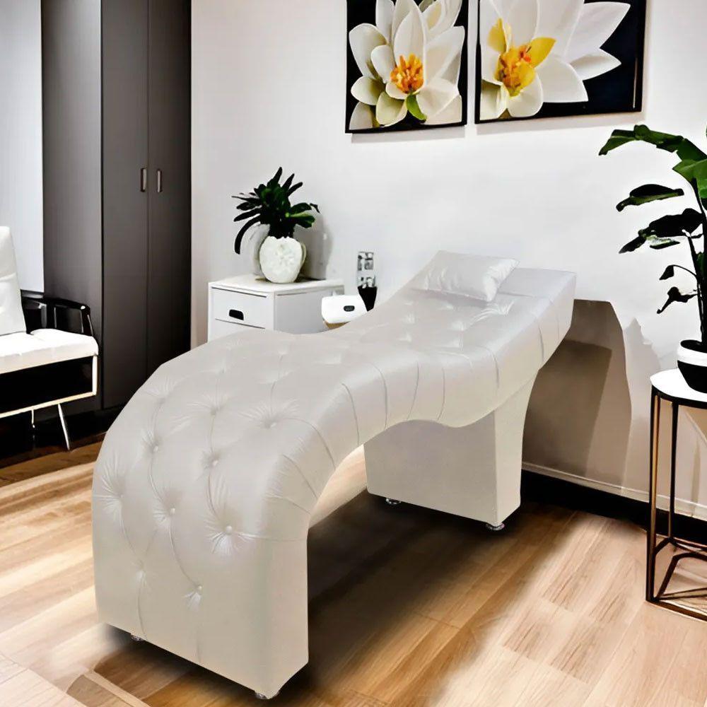 Maca Estofada Para Clínica De Estética Facial Com Capitonê Andressa Material Sintético Star Confort Bege - 2