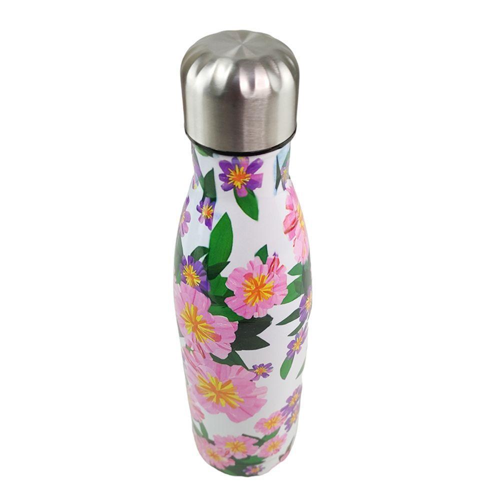 Garrafa Termica Estampada Flores Inox 500ml Floral Florido Dia A Dia Treino Caminhada Academia Traba - 4