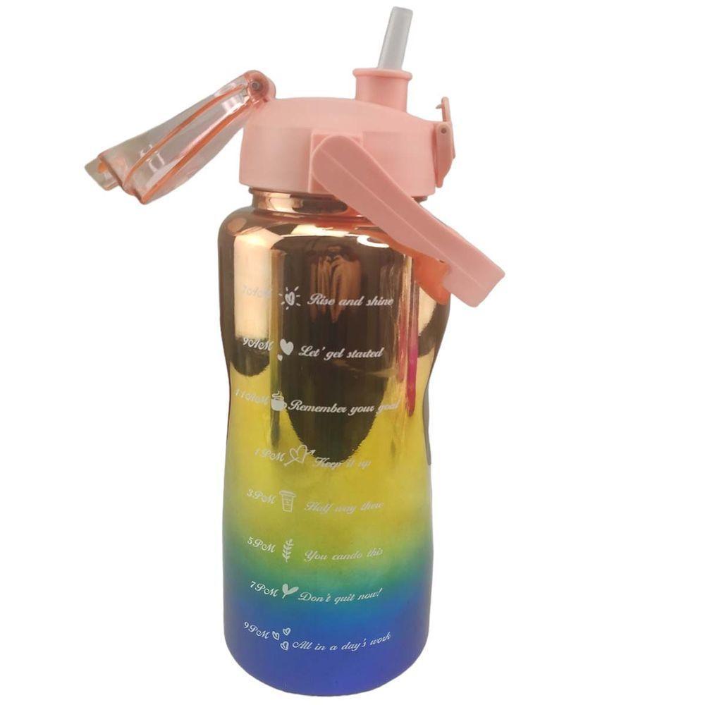 Garrafa Motivacional Metalica Kit 3 Uni Com Medidor Agua Viagem Passeio Estudos Academia Treino Casa - 4