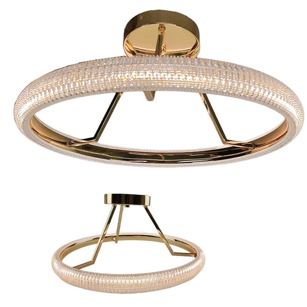 Luminaria Anel Cristal 3 Em 1 Led Lustre Pendente Arco Perfil Infinito Recepçao Sala De Jantar Quart - 1