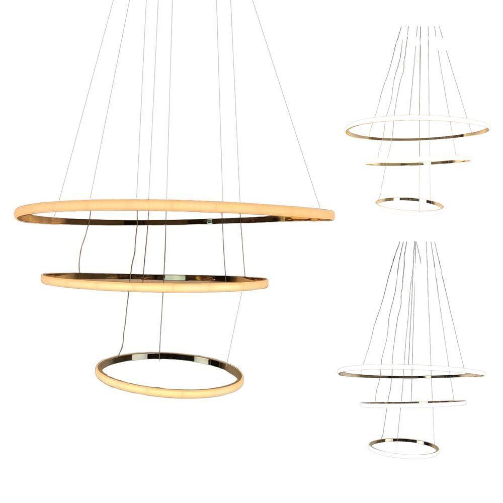 Luminaria Pendente 3 Em 1 Led Aneis Arco Perfil Infinito Lustre Ajustavel Regulavel Sala De Jantar Q - 2