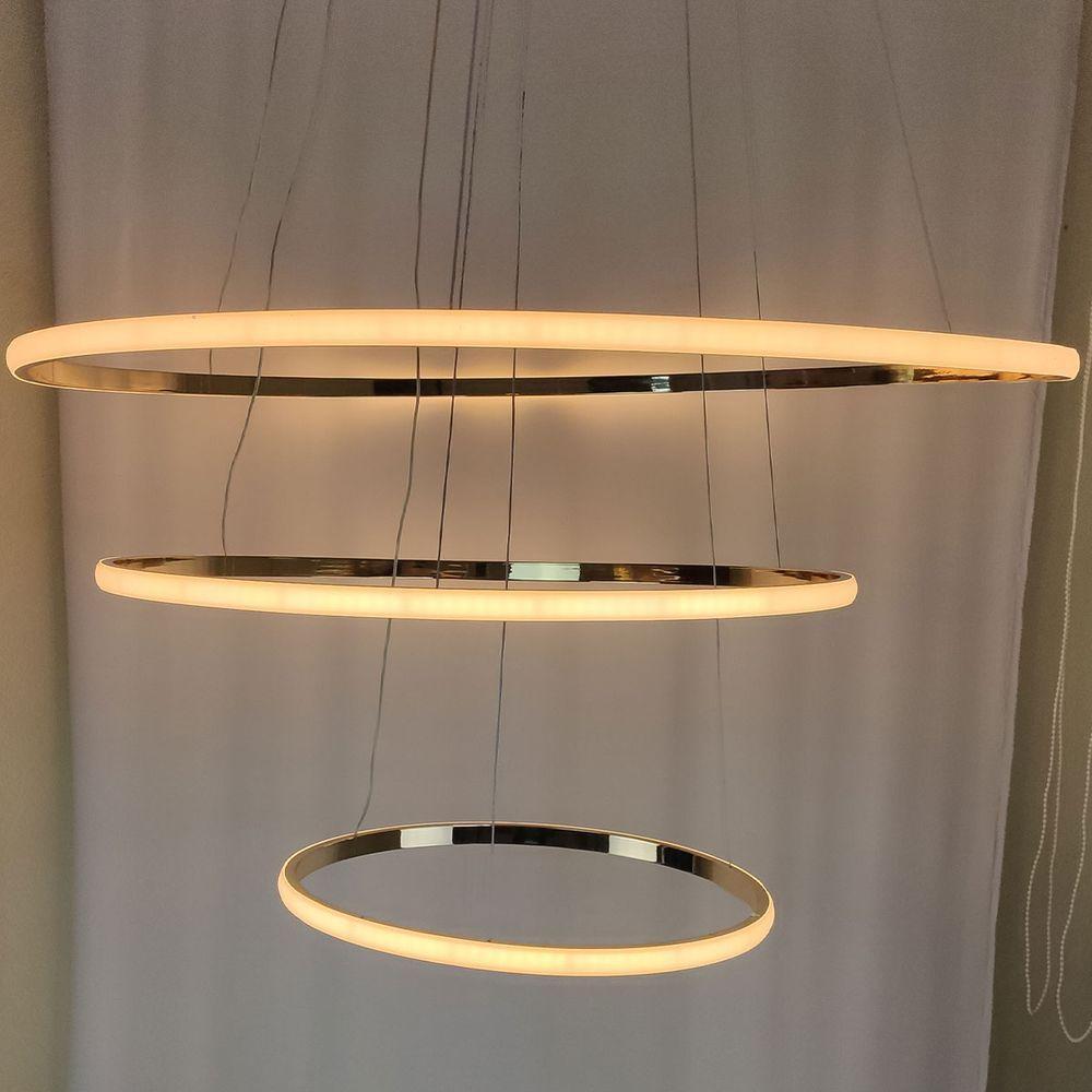 Luminaria Pendente 3 Em 1 Led Aneis Arco Perfil Infinito Lustre Ajustavel Regulavel Sala De Jantar Q - 9