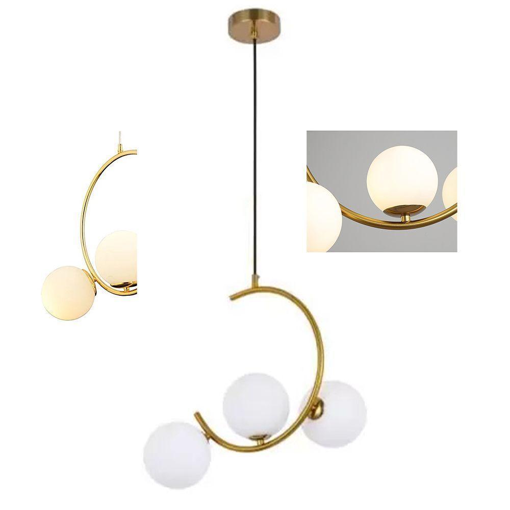 Lustre Pendente Luminaria Meia Lua Enfeite Luxo Decoraçao Sala Quarto Cozinha Casa Recepçao Comercia - 2