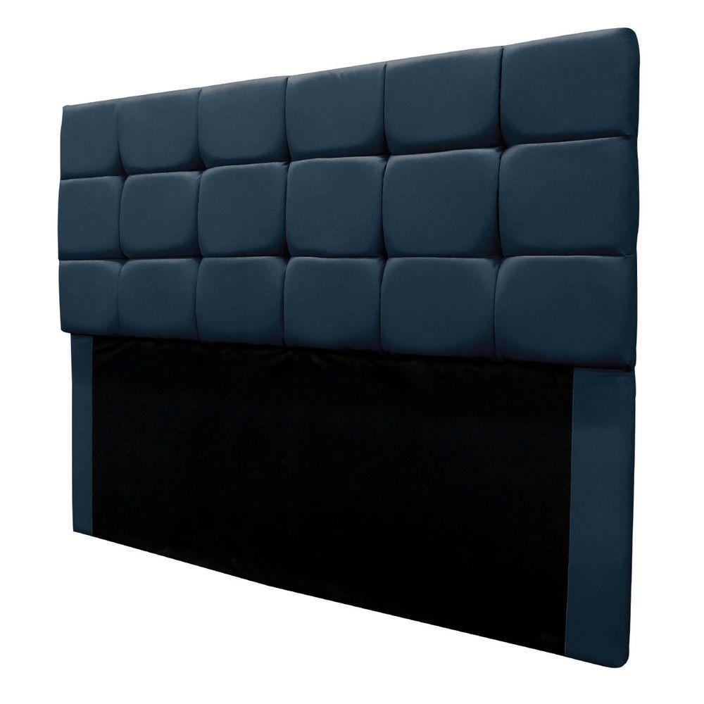 Cabeceira Cama Box Estofada Solteiro 90 Cm Bianca Suede Cor:azul Marinho - 4
