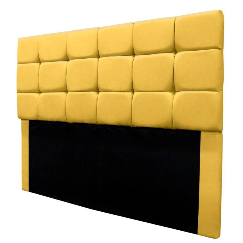 Cabeceira Cama Box Estofada King 195 Cm Bianca Suede Cor:amarelo - 2