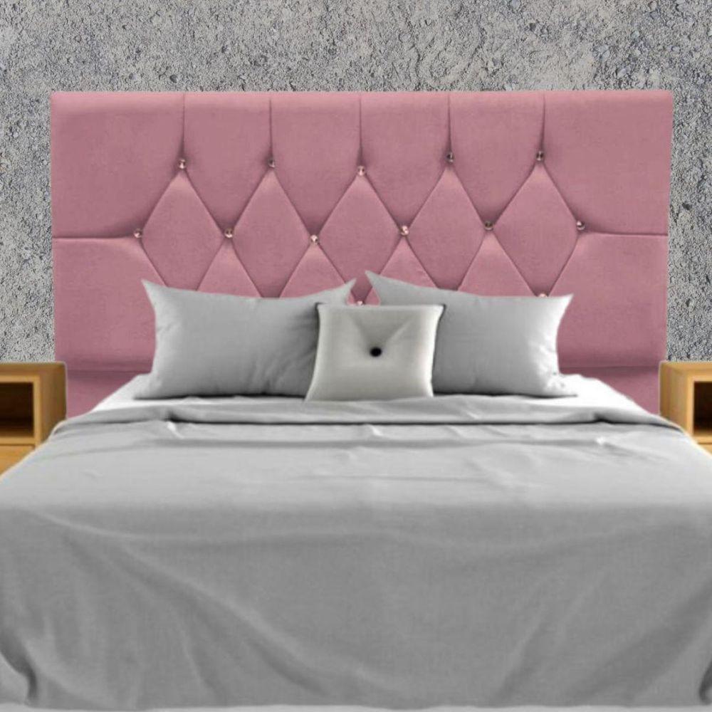 Cabeceira Estofada Cama Box King 195 Cm Geovana Suede Rose - 7