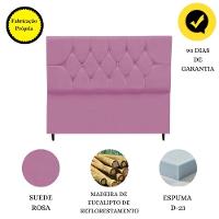 Cabeceira Estofada Cama Box King 195 Cm Geovana Suede Rosa - 3