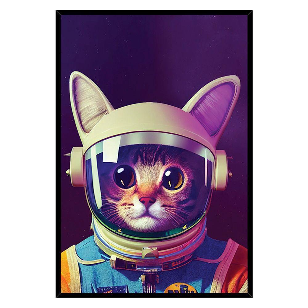 Quadro Decorativo Gato Astronauta Moldura Cx Alta 40x60 Titulo Moldura Preta - 1
