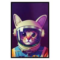Quadro Decorativo Gato Astronauta Moldura Cx Alta 40x60 Titulo Moldura Preta - 1