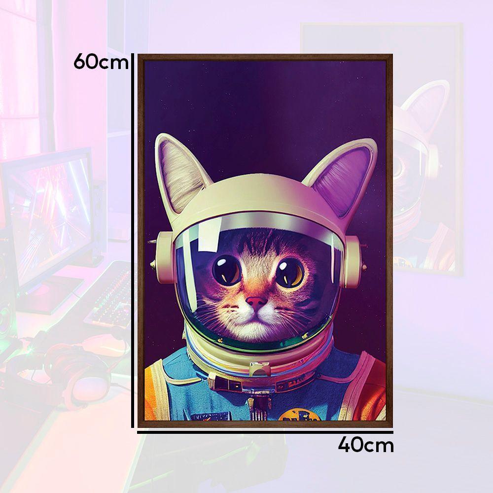 Quadro Decorativo Gato Astronauta Moldura Cx Alta 40x60 Titulo Moldura Madeira - 4