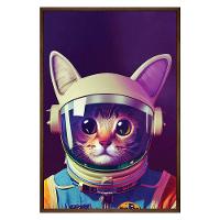Quadro Decorativo Gato Astronauta Moldura Cx Alta 40x60 Titulo Moldura Madeira - 1