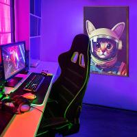 Quadro Decorativo Gato Astronauta Moldura Cx Alta 40x60 Titulo Moldura Madeira - 6