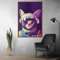 Quadro Decorativo Gato Astronauta Moldura Cx Alta 40x60 Titulo Moldura Madeira - 8