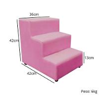 Escada Escadinha Pet Cachorro 3 Degraus Rampa Suede Dog Cor:rosa - 7