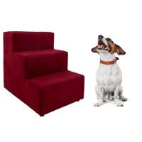 Escada Escadinha Pet Cachorro 3 Degraus Rampa Suede Dog Cor:vermelho - 1
