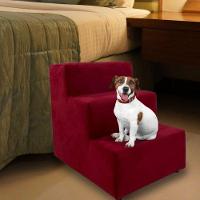 Escada Escadinha Pet Cachorro 3 Degraus Rampa Suede Dog Cor:vermelho