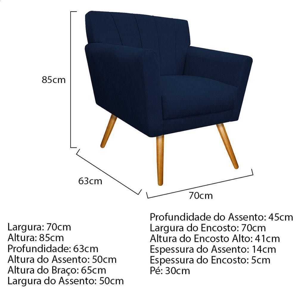 Kit Diva Recamier Vanessa 140cm Lado Esquerdo E 01 Poltrona Laura Suede Azul Marinho - 8