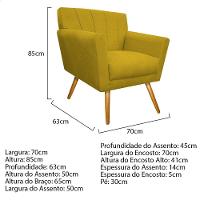 Kit Diva Recamier Vanessa 185cm Lado Esquerdo E 01 Poltrona Laura Suede Amarelo - 3