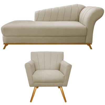 Kit Diva Recamier Vanessa 160cm Lado Esquerdo E 01 Poltrona Laura Linho Bege