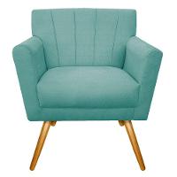 Kit Diva Recamier Vanessa 185cm Lado Direito E 01 Poltrona Laura Suede Azul Tiffany