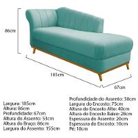 Kit Diva Recamier Vanessa 185cm Lado Direito E 01 Poltrona Laura Suede Azul Tiffany - 6