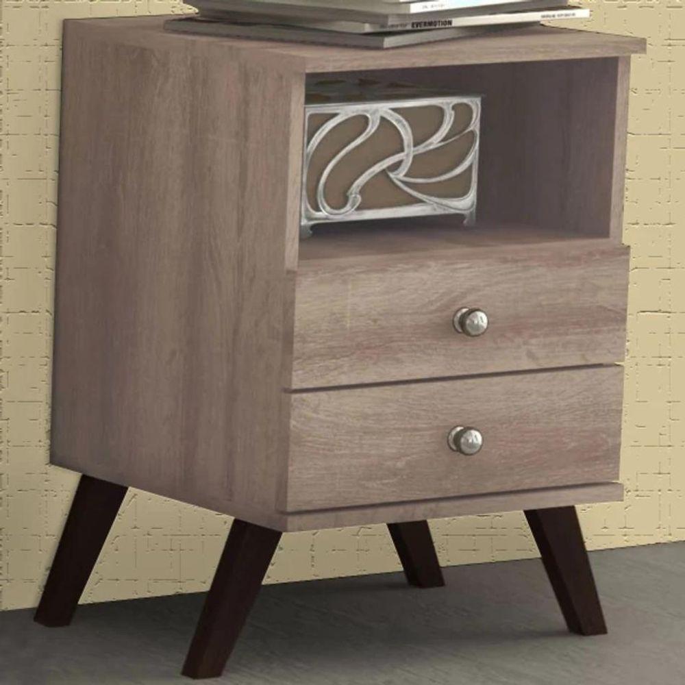 Mesa De Cabeceira Retrô 2 Gavetas - 1