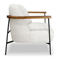 Poltrona Decorativa Celeste Linho Bouclê Bege Pérola Base De Ferro Preto - Pallazio - 17