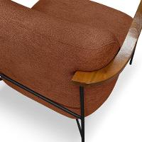 Poltrona Decorativa Celeste Linho Bouclê Marrom Base De Ferro Preto - Pallazio - 3