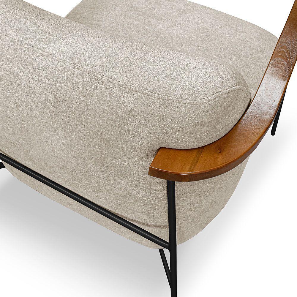 Poltrona Decorativa Celeste Linho Bouclê Bege Base De Ferro Preto - Pallazio - 8