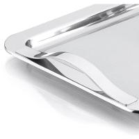 Bandeja Inox Grande 42x28 Com Alças Mulituso Retangular Servir Decoração Decorativa Aço Inoxidável - 4