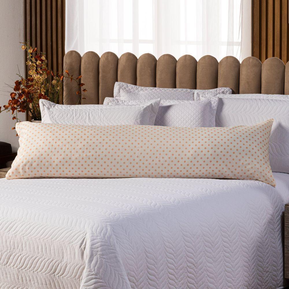 Capa Fronha De Xuxão Avulsa 1,45m X 45cm - Percal 140 Fios 100% Algodão Poá Salmão - 1