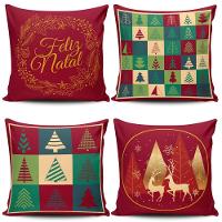 Kit C- 4 Almofadas Cheiass Natalinas Feliz Natal Fim De Ano 45cm X 45cm Com Refil - 1